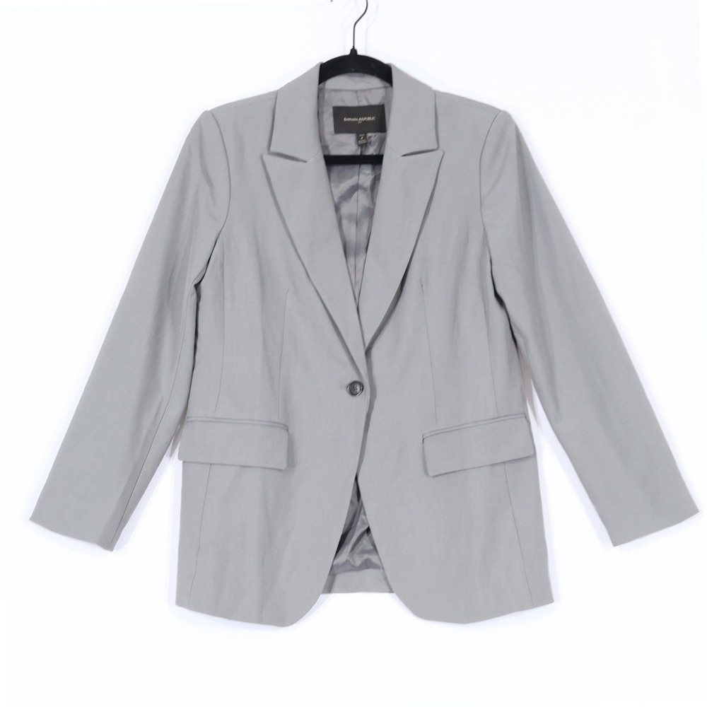 Banana Republic Blazer Women 4P Grey Single Button Professional Career $160 NWT